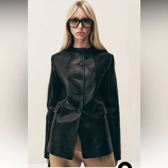 Khaite Jameson Leather Jacket, 4, Black - Picture 14 of 17